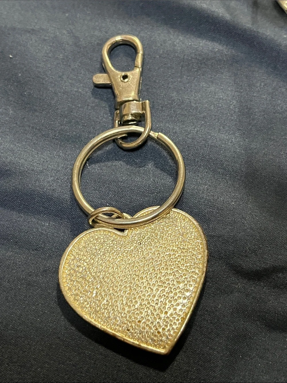 Yellow Heart Key & Card Holder Charm with Red Heart Accent